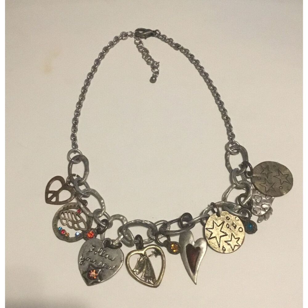 Vintage Hearts & Angels Charm Necklace